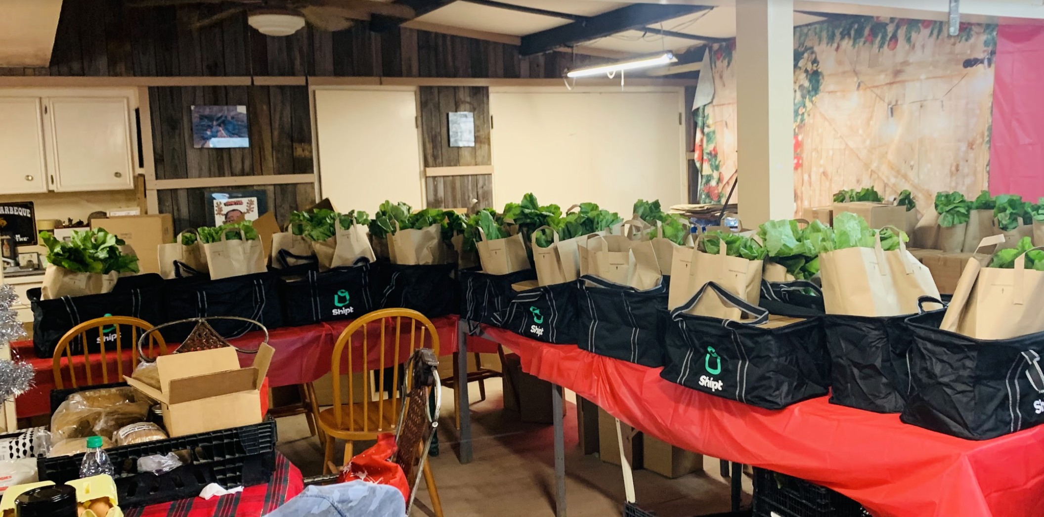 Recipients in Houston received a Shipt branded bag full of groceries and household items.