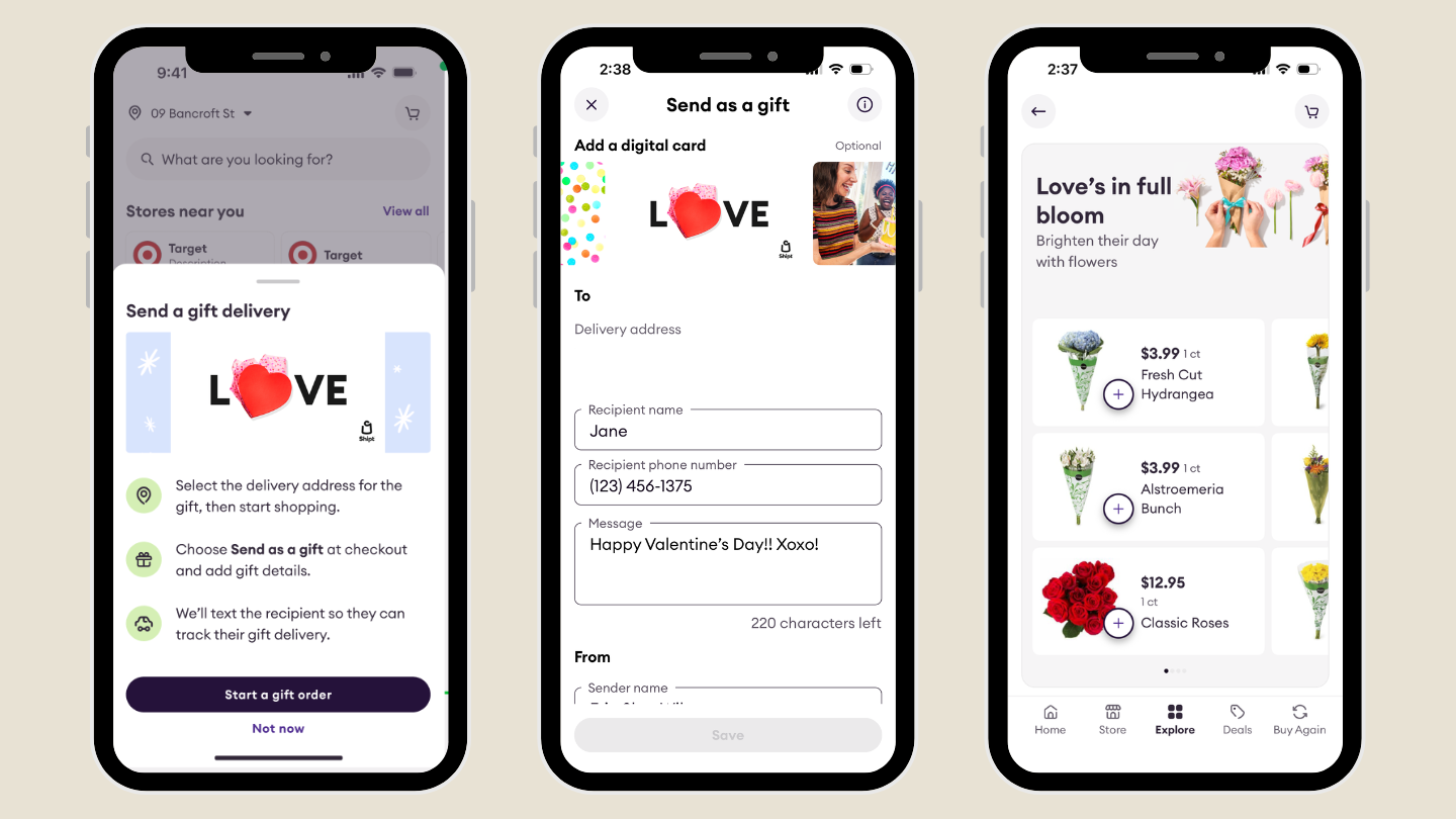 shipt gift delivery valentines