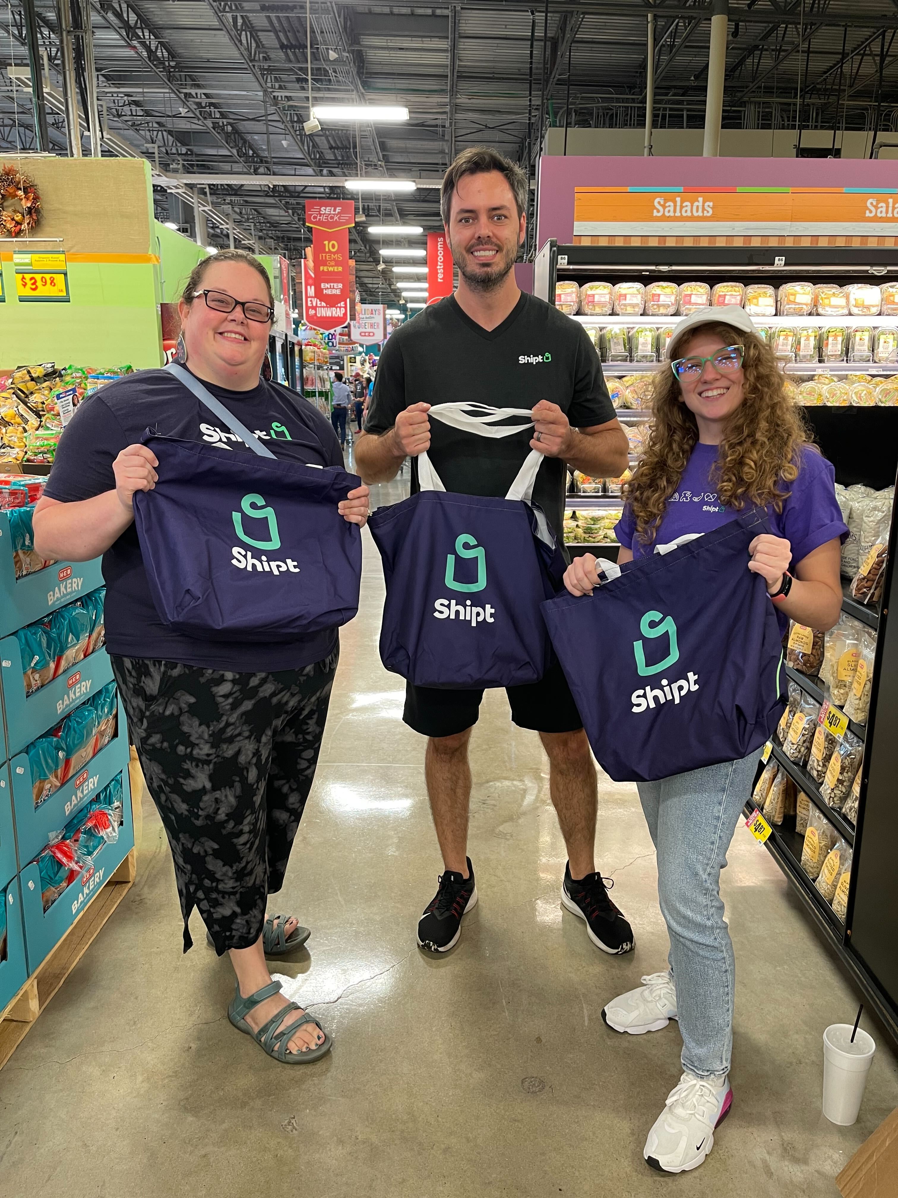 Shoppers with their new bags