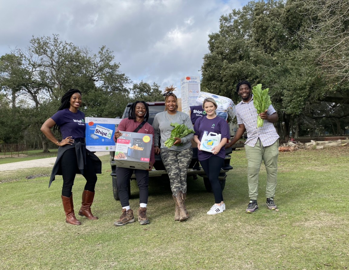 Shipt HQ employees went to Houston to help package donations for recipients.