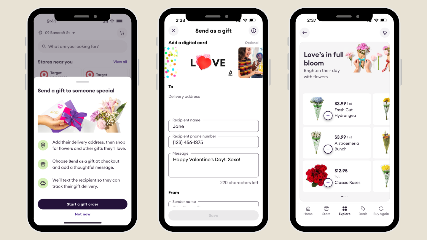 shipt gift delivery valentines