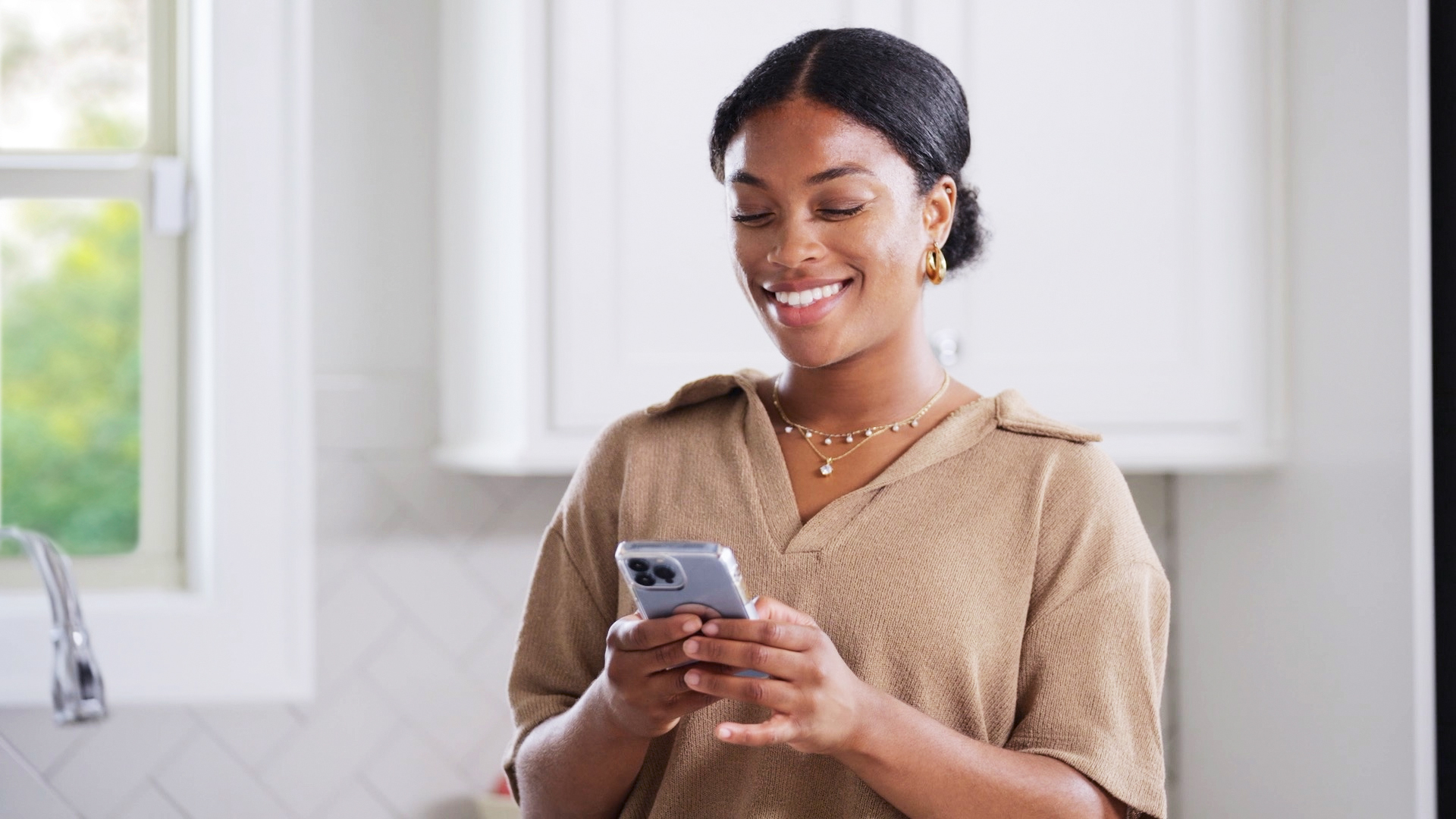 Lady using smartphone